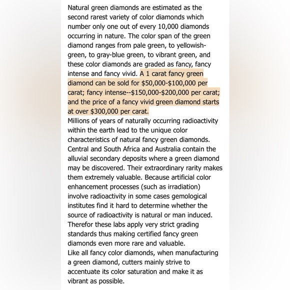 Genuine Green Diamond in 14K Gold Vermeil - Picture 2 of 2